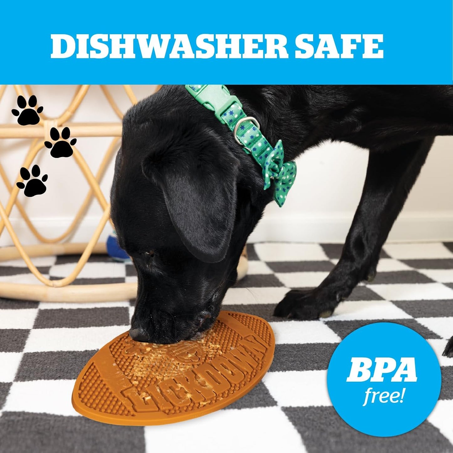 BigMouth Inc Touchdown Lick Mat for Pets - Non-Slip Durable Dog and Cat Pad - Perfect for Anxious Pets and Distraction During Grooming or Bathing