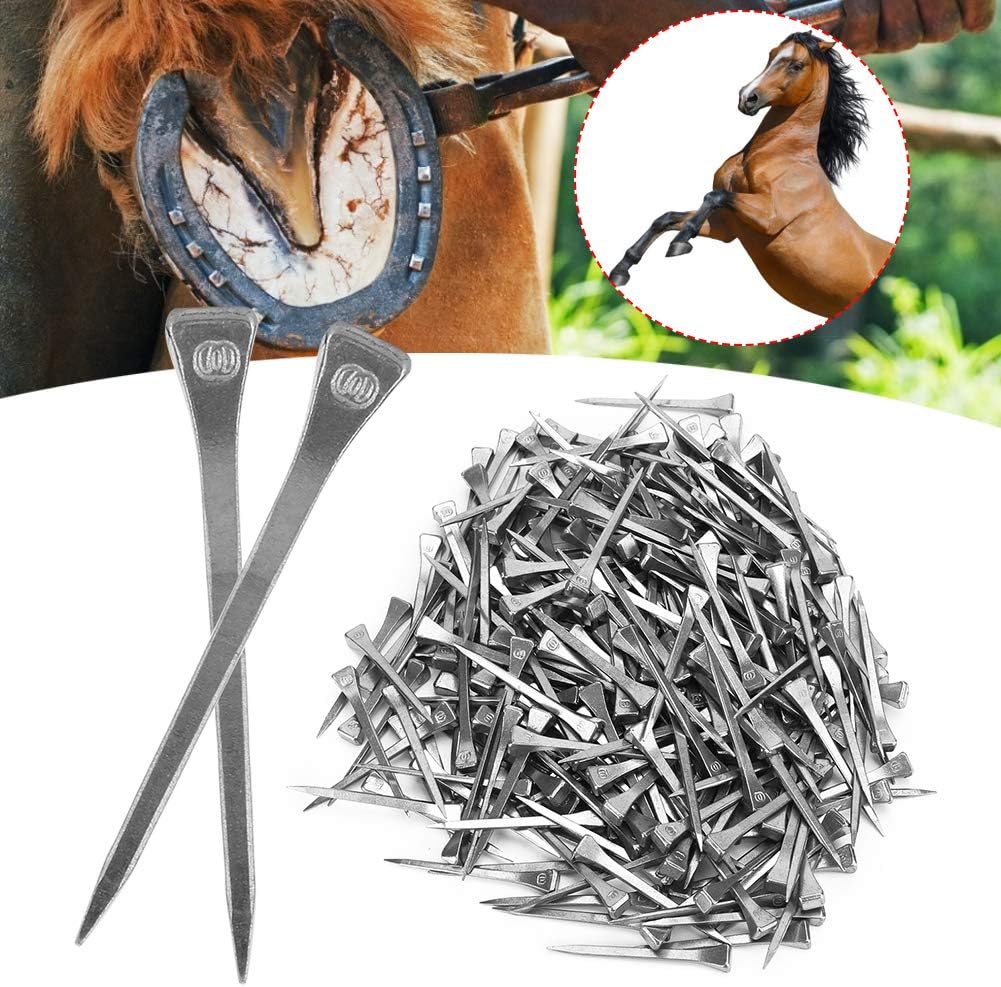 250PCS E6 Horseshoe Nails, Steel Hoof Pegs Horseshoe Nails with Good Elasticity for Horse Training, Secure Firmly, High Tensile Strength Farrier Tools, Lightweight