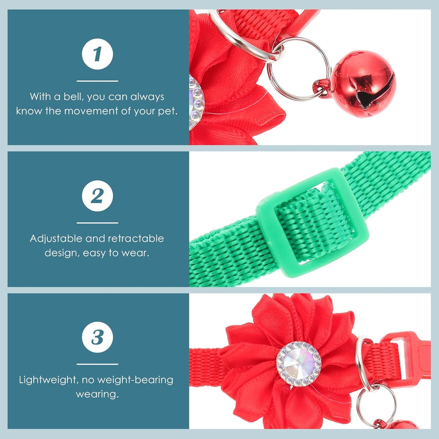 6Pcs Flower Design Cat Collars with Bell Adjustable Decorative Neck Chains for Kitten and Small Dogs Set for Pet Neck Decor and Everyday Use