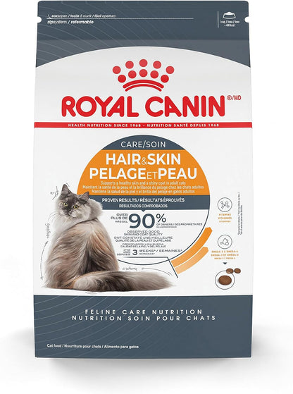 Royal Canin Feline Care Nutrition Hair & Skin Care Adult Dry Cat Food, 3 lb Bag