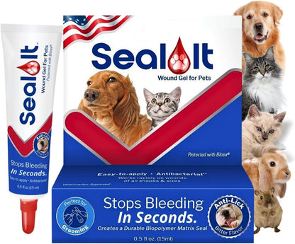 Dog Wound Care Gel – Styptic Powder Alternative for Dogs & Cats | Quick Stop Bleeding for Cuts, Nails & Scrapes | Liquid Bandage First Aid for Pets and Animals | Seal It® 15ml | Made in USA