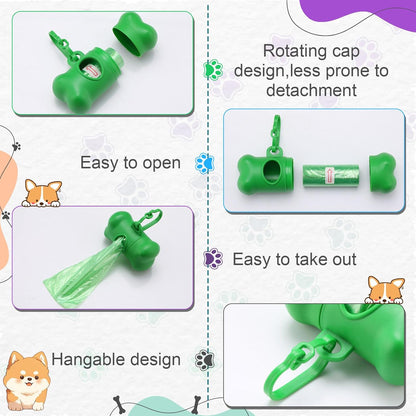 Zhehao 50 Pcs Dog Poop Trash Bag Holder Dispenser Plastic Dog Poop Waste Bag Holder for Leash with Hook and Leak Proof for Walking Hiking Camping (Core,Bone)