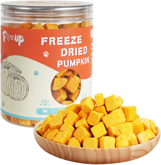 PAWUP Freeze-Dried Pumpkin Treats for Dogs & Cats – High Fiber, Single Ingredient Natural Snacks for Digestion & Gut Health, Healthy Food Toppers, 1.58 oz