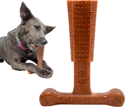 SPOT Bam-Bones Plus T Bone – Bamboo Fiber & Nylon Dog Chew Toy for Moderate to Aggressive Chewers, Durable Long Lasting & Non-Splintering, Beef Flavor Toy for Adult Dogs & Puppies Under 60 lbs, 6 in