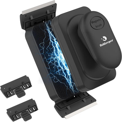 fishkeeper Magnetic Aquarium Glass Cleaner, Dual-Blades Algae Fish Tank Glass Cleaner Brush for 0.2-0.4 Inch Thick Glass Aquariums Tank, Self-Floating Scrubber Brush with 4 Detachable Scraper