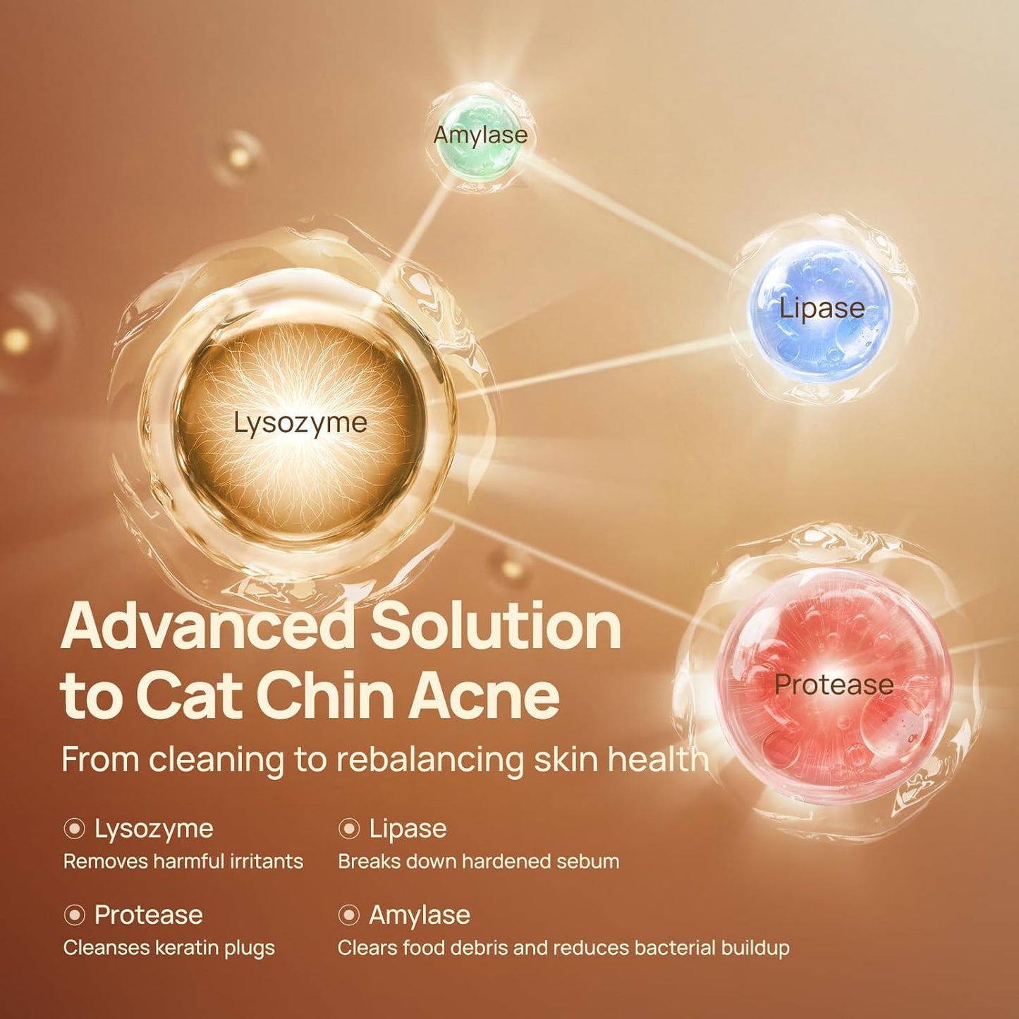 HICC PET Cat Chin Acne Finger Wipes – Gentle Enzyme Complex Care for Feline Acne & Blackheads, Vet Recommended Daily Chin Cleaning Wipes, No-Rinse Natural Formula