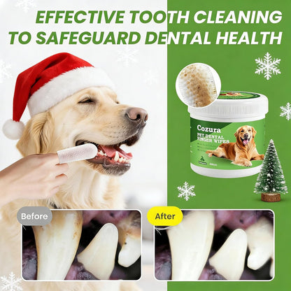 Teeth Cleaning Wipes for Dogs & Cats –60 Count, Dog Dental Care Finger Wipes, Dog Finger Toothbrush Wipes Helps Remove Tartar & Plaque, Fresh Breath, Dog Tooth Brushing Kit-Unflavored