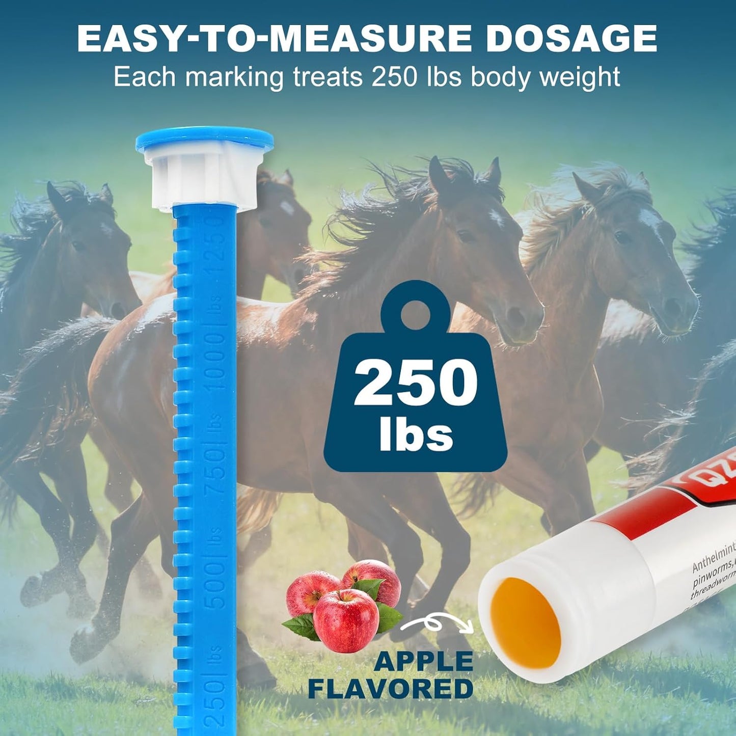 Ivermectin Equine Paste 1.87% – Apple Flavored Oral Dewormer for Horses, 6-Pack