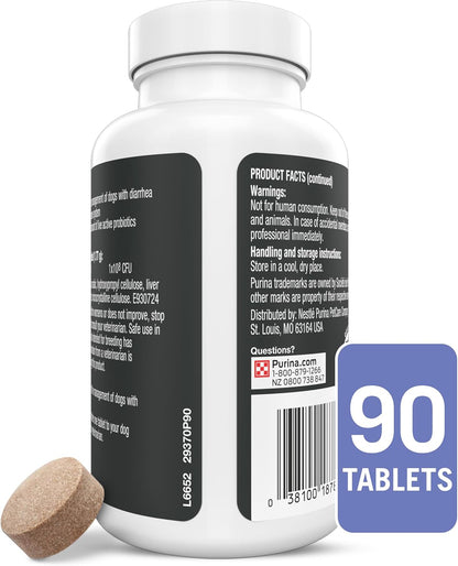 Purina Pro Plan Veterinary Supplements FortiFlora Probiotics for Dogs Chewable Tablets for Digestive Gut Health and Diarrhea - 90 ct. Canister