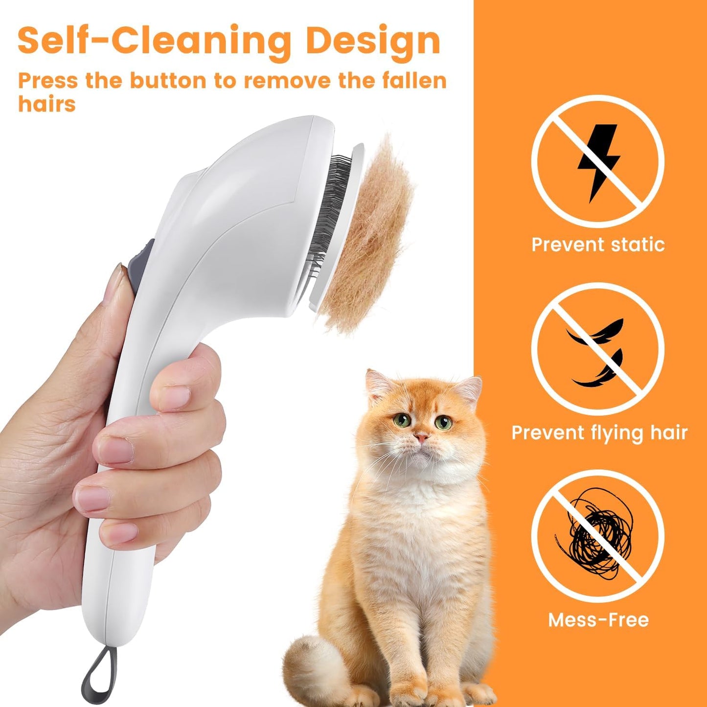 4 in 1 Cat Steam Brush, Rechargeable Pet Spray Hair Removal Comb, Self Cleaning Pet Brush for Indoor Long & Short Haired Pets, Cat Brushes for Shedding, Grooming, Cleaning and Massage