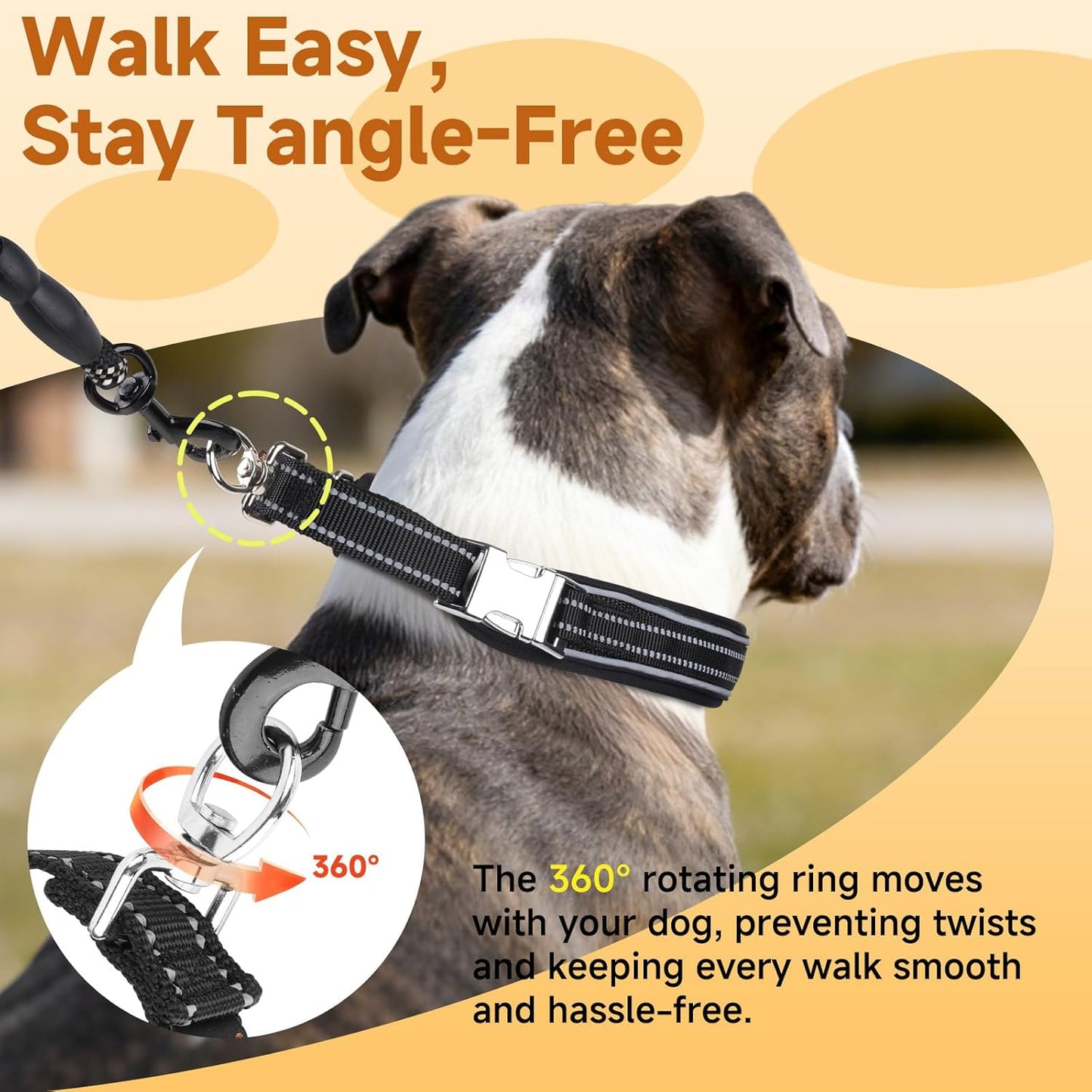 Mayerzon Martingale No Pull Collar for Medium Large Dogs, Walking Training Collar for Dogs German Shepherd Boxer Rottweiler That Pull, Reflective, with 360° Swivel Ring and Release Buckle(M, Black)