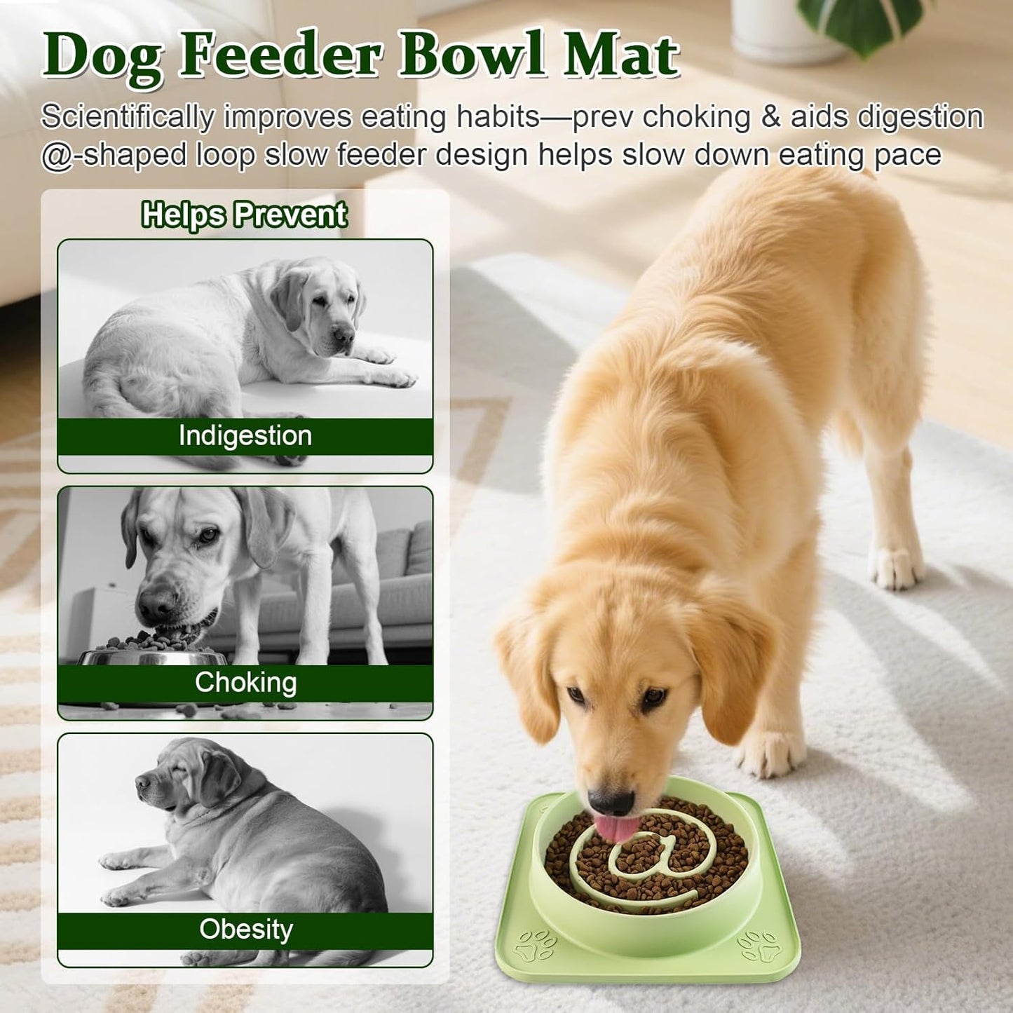 Slow Feeder Dog Bowls,Anti-Choking Silicone Puzzle Dog Food Bowl with Non-Slip Suction Cups,Slow Feeder Promotes Healthy Slow Eating,Ideal for Large Medium Small Dogs & Cats,Dishwasher Microwave Safe