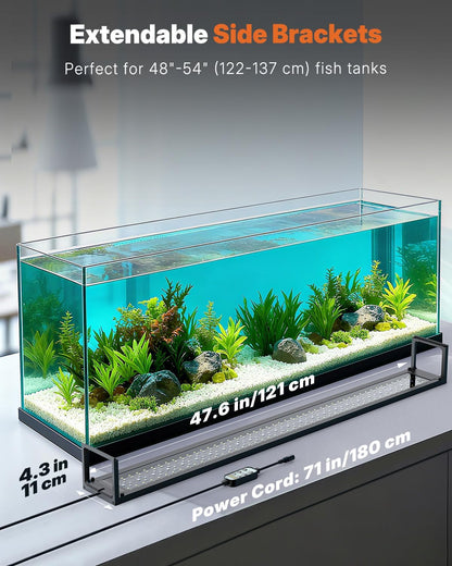 Pawfly Aquarium Light for Plants, 42 W Bluetooth Fish Tank Light, Full Spectrum Aquarium Lights for 48"-54" Fish Tanks, Extendable 24/7 LED Lights with Timer Modes & Adjustable Brightness
