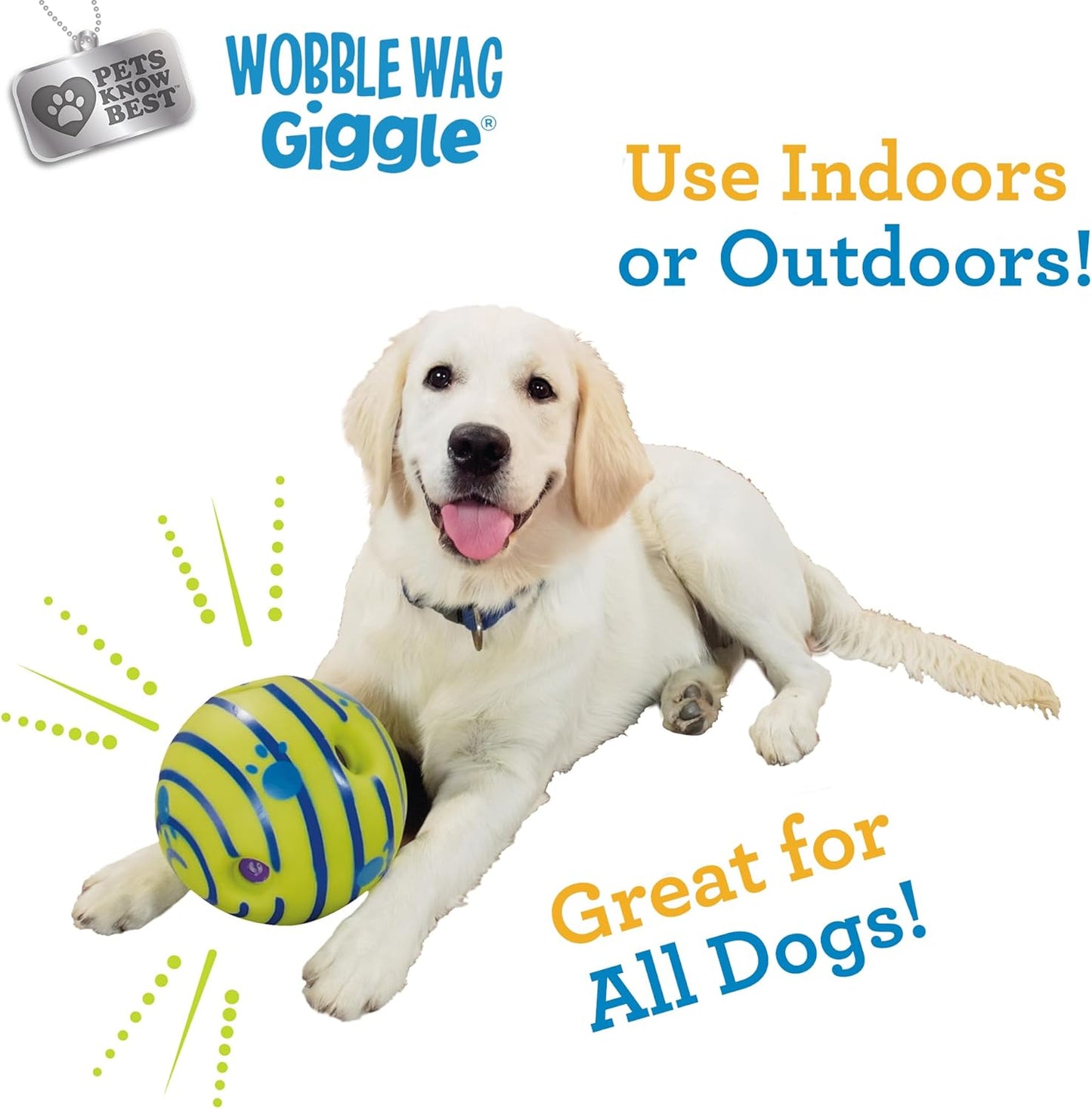 Wobble Wag Giggle Ball | Rolling Enrichment Toy for Fun Playtime, Interactive Play for Indoor or Outdoor, Keeps Dogs & Puppies Large, Medium or Small Busy & Moving, As Seen on TV | Pack of 1