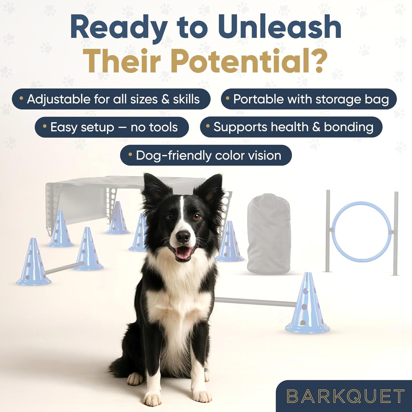 Dog Agility Course Backyard Set Complete Dog Agility Equipment with Cones, Carry Bag, Tunnels for Dogs, Jump Ring - Pet Training Playground, Dogs Obstacle Course Backyard for Indoor Outdoor