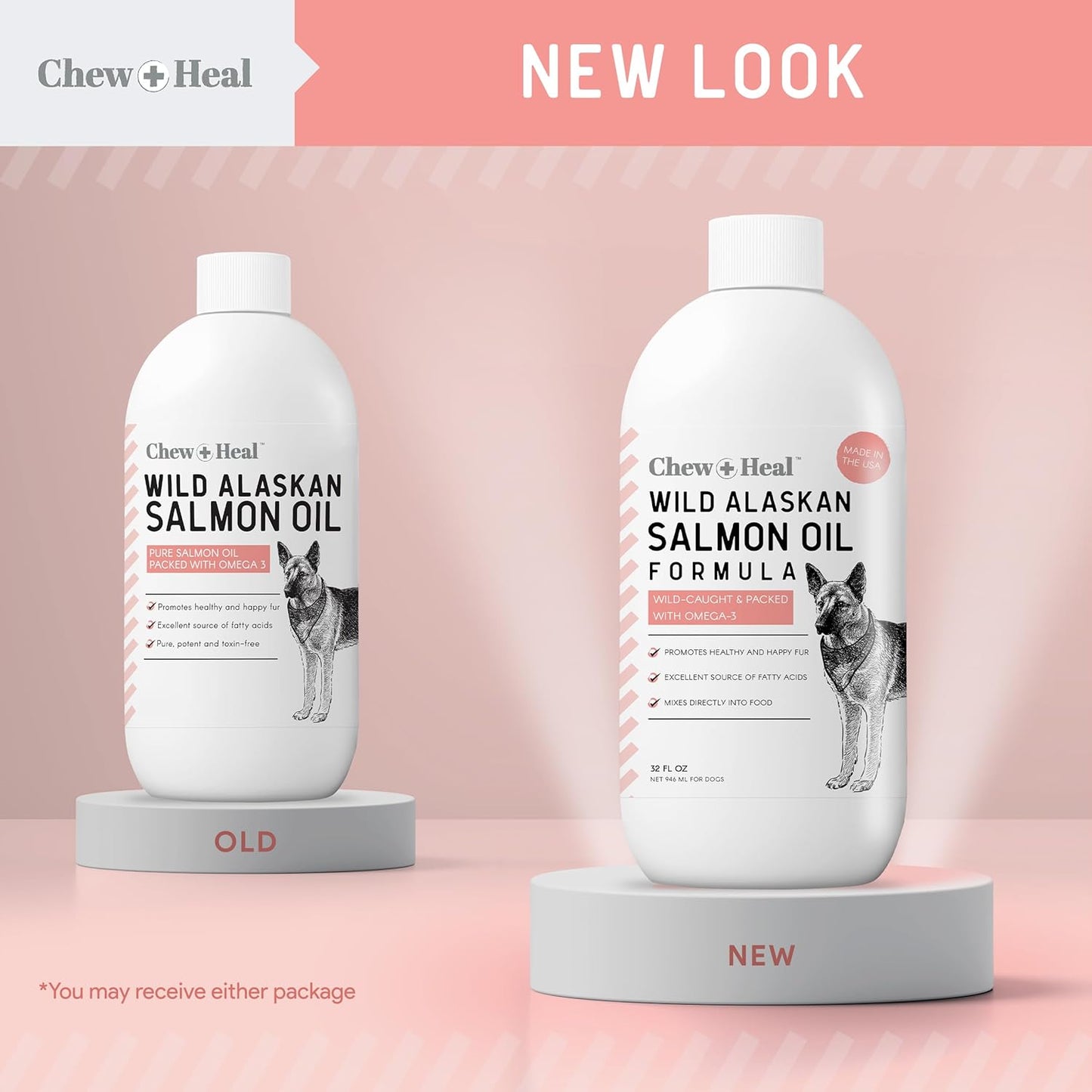 Wild Alaskan Salmon Fish Oil for Dogs - 32 oz. of Fish Oil Formula - Pump Cap Bottle - Contains Omega-3 and 6, Vitamin D, EPA, and DHA for Healthy Skin and Coat