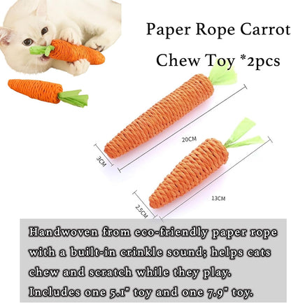 10-Pack Cat Toy Variety Set – Catnip Sticks, Carrot Chew Toys, Feather Balls, Yarn Bell Balls & Treat Spoon for Indoor Cats and Kittens