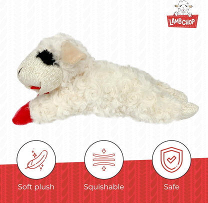 Multipet Mini Lamb Chop Officially Licensed, Plush, Squeak Pet Toy (White, 10')