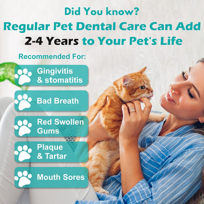 Cat Dental Care, Bad Breath, Stomatitis & Gingivitis Treatment for Cats, Cat Gum Disease Treatment, Cats Oral Health for Teeth, Gums, Mouth and Tartar, 400 Tiny Tablets