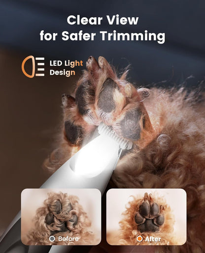 oneisall Quiet Cat Clippers for Matted & Long Hair, Low-Noise Dog Paw Trimmer with LED Light