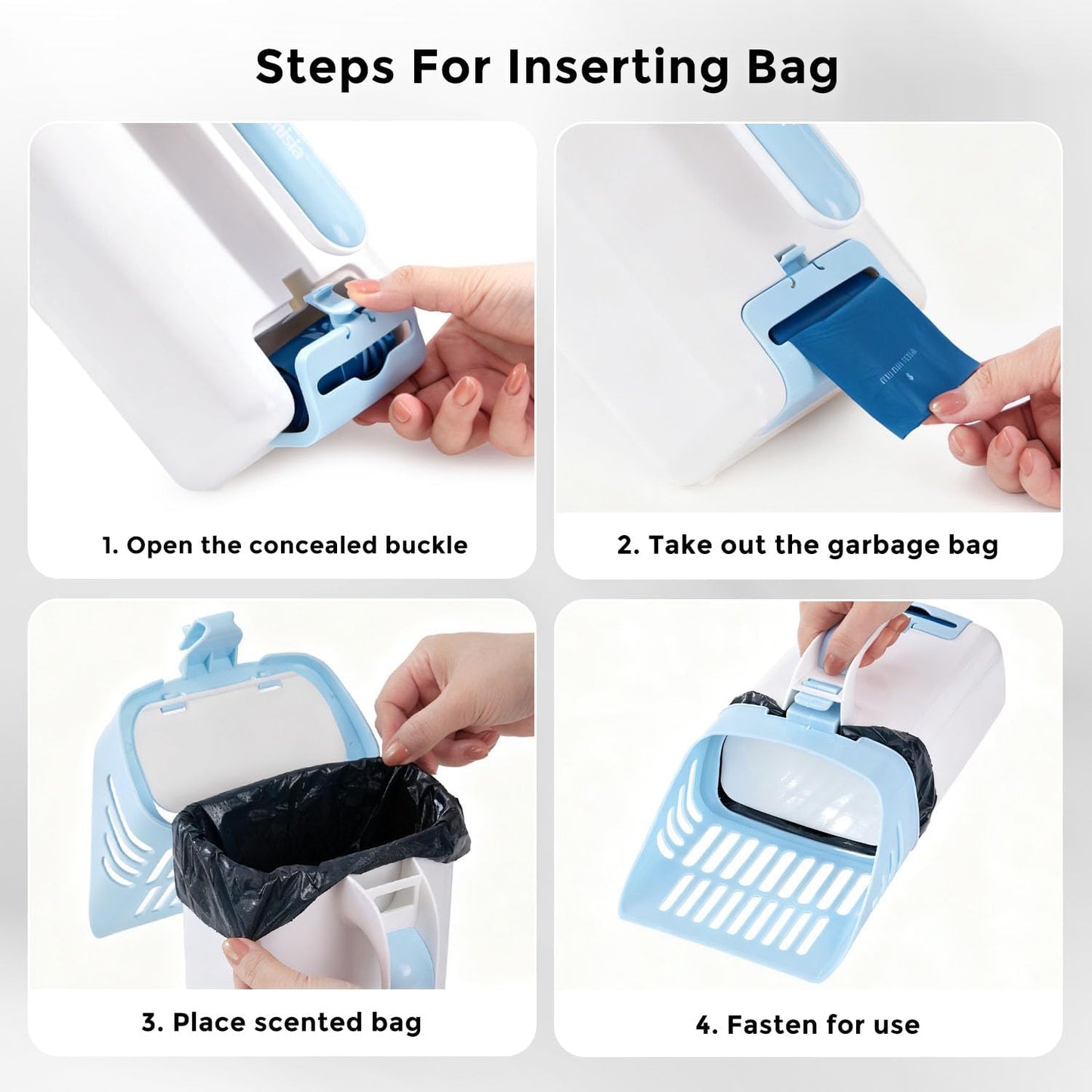 Cat Litter Scoop with Holder & Trash Can& Stainless Steel Litter Box