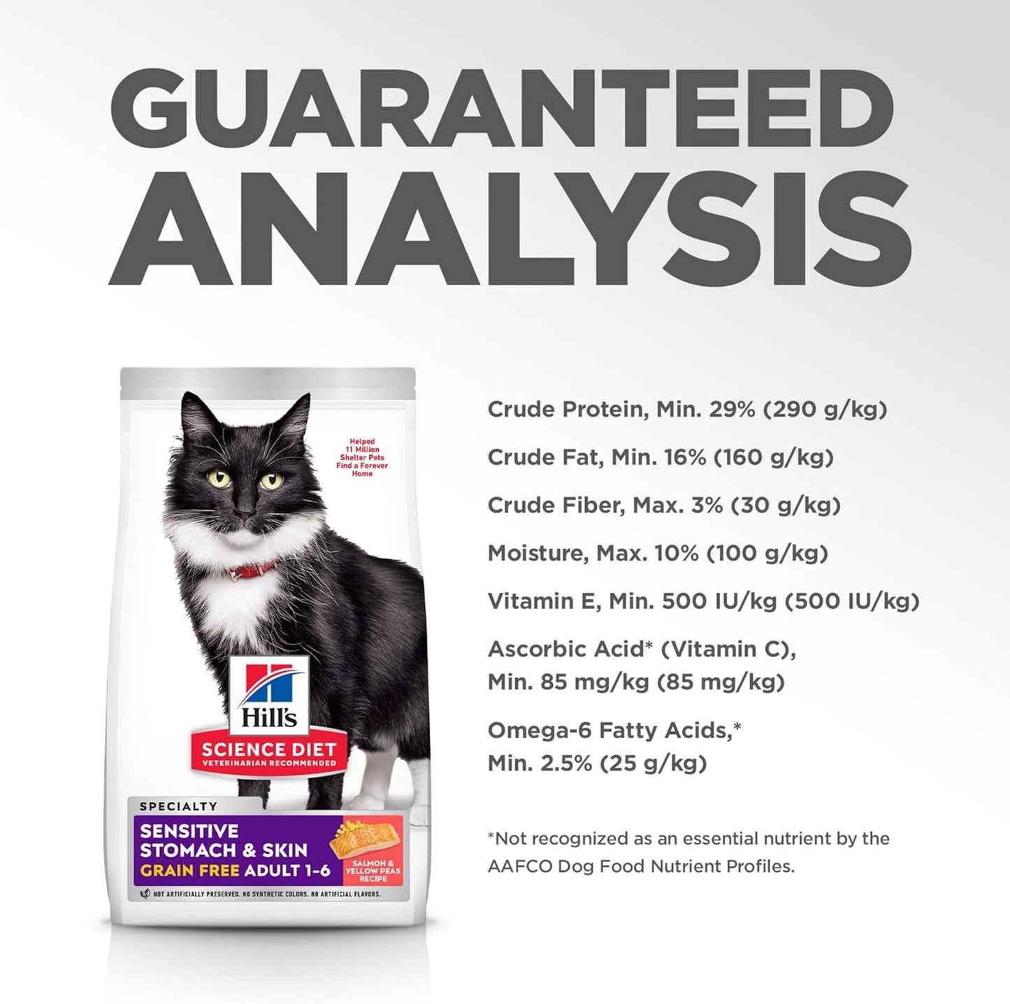 Hill's Science Diet Sensitive Stomach & Skin, Adult 1-6, Stomach & Skin Sensitivity Support, Dry Cat Food, Grain Free Salmon & Yellow Peas, 13 lb Bag