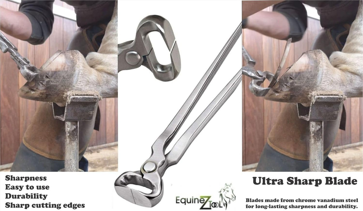 14-Inch Hoof Nipper - Premium Vanadium Steel Farrier Tool with Dull Finish for Precision Horse Hoof Trimming, Rust-Resistant, Ergonomic Grip, and Long-Lasting Durability