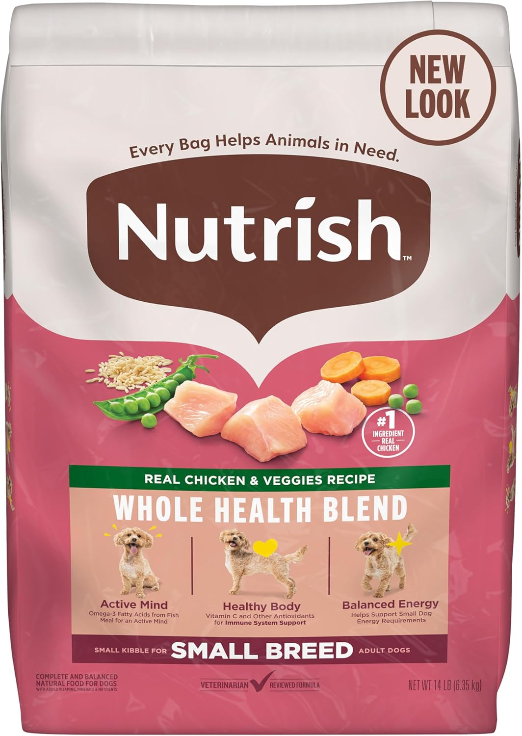 Nutrish Small Breed Real Chicken & Veggies Recipe Whole Health Blend Dry Dog Food, 14 lb. Bag, Packaging May Vary (Rachael Ray)