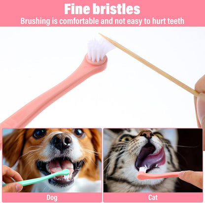 3 Pack Toothbrush for Small Dogs, Mini Pet Toothbrush for Teeth Clean, Soft Cat Tooth Brush for Puppy, Kitten, Other Small Pets(Pink, Blue, Green)