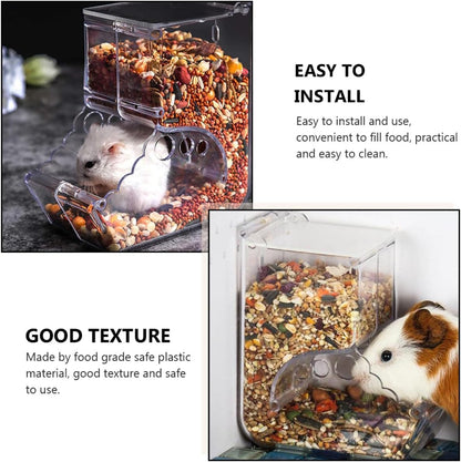 HANABASS Hamster Food Dispenser Automatic Plastic Food Holder Secure Cage Feeding Bowl Spill-Proof Small Animal Pet Feeder for Hamsters Squirrels Hedgehogs Guinea Pigs