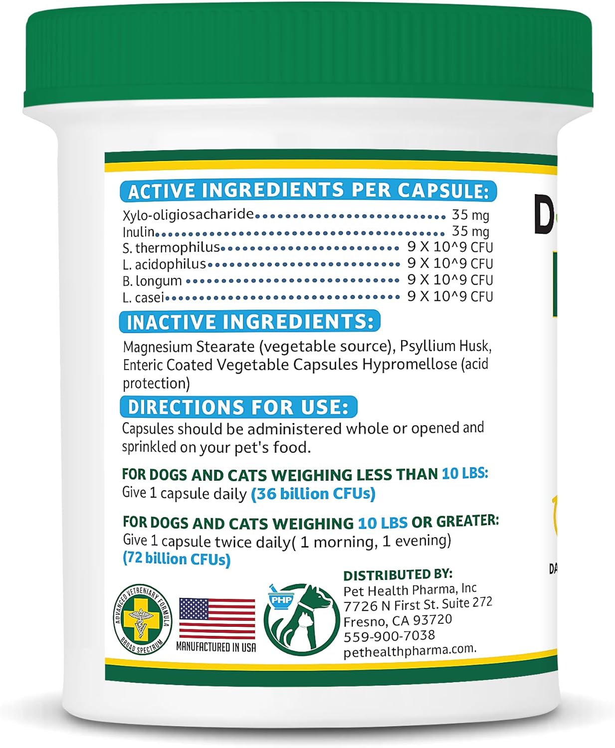 NEPHROMAX™ Synbiotic Capsules Dogs Cats (240 Caps)- Kidney Support Supplement for Cats & Dogs, Probiotics & Prebiotics for Digestive Health, Small & Easy-to-Swallow Capsules Made in The USA