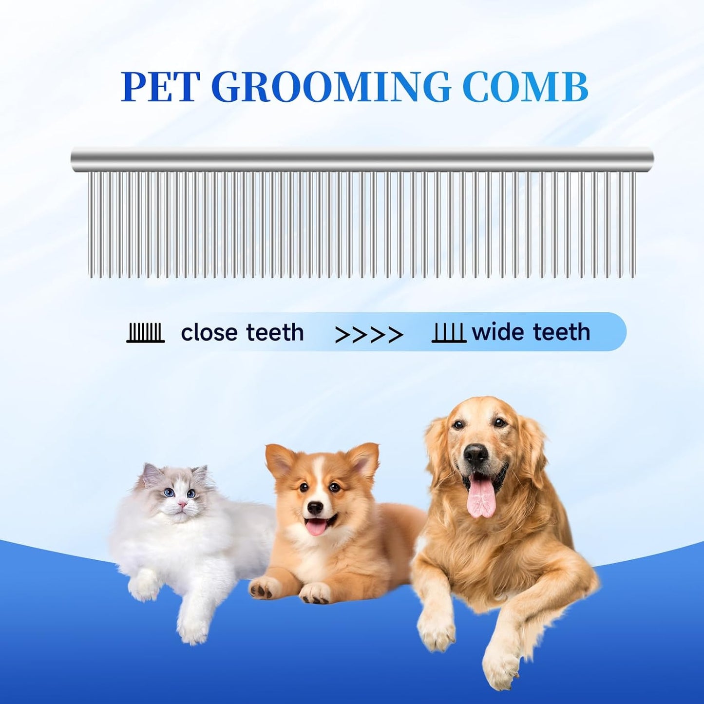 Dog Grooming Scissors Set 3 in 1 with Straight, Curved, Thinning Scissors and Comb Stainless Steel Dog Shears for Grooming Pets and Cats,Sharp and Durable