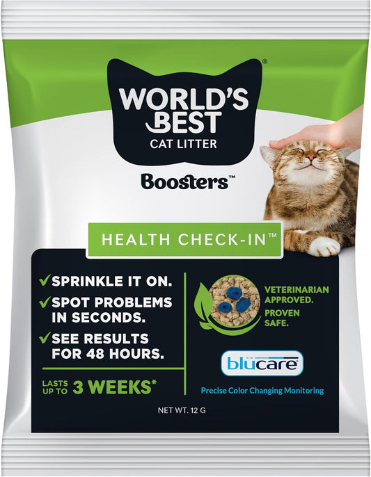 WORLD'S BEST CAT LITTER® Boosters™ Health Check-in™ | Cat Litter Additive for Health Monitoring | UTI Monitoring and Detection with Color Changing Indicator | Home Testing | Vet Approved | 12g