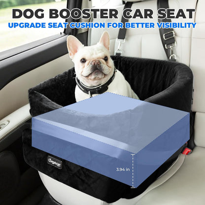 Dog Car Seat for Small Dogs, Washable Dog Car Bed Under 30lbs, Pet Booster Seat Travel Carseats with Reinforced Safety Straps,Clip-on Leash and Storage Pockets