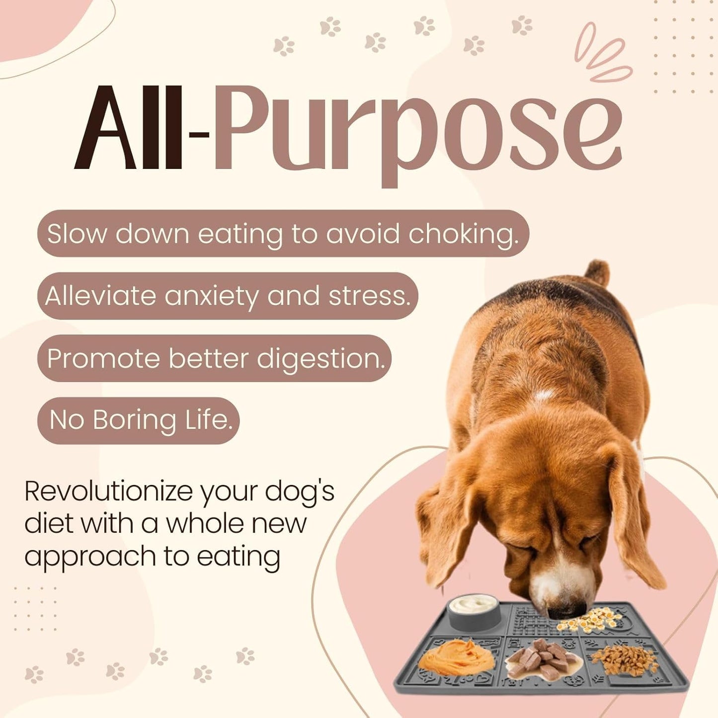 Tails & Tales Large Lick Mat for Dogs & Cats (11.2×16.7 in) with Strong Suction Cups, Slow Feeder Licking Pad for Anxiety Relief, Boredom & Bathing, Dog Enrichment Toy for Peanut Butter Yogurt (Gray)