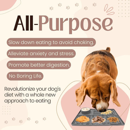 Tails & Tales Large Lick Mat for Dogs & Cats (11.2×16.7 in) with Strong Suction Cups, Slow Feeder Licking Pad for Anxiety Relief, Boredom & Bathing, Dog Enrichment Toy for Peanut Butter Yogurt (Gray)