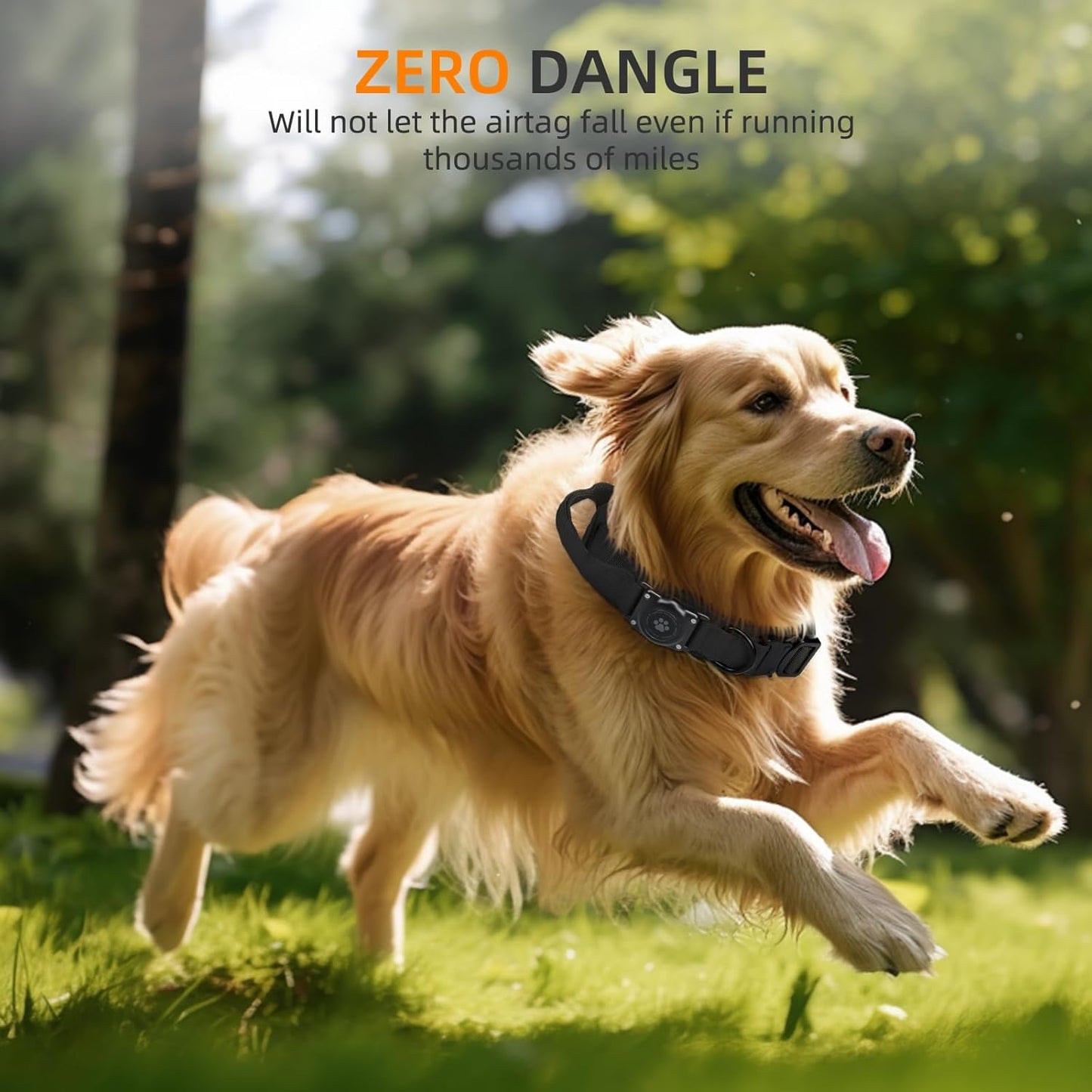 Tactical AirTag Dog Collar, 100% Waterproof Integrated Apple Air Tag Dog Collars with Hard PC AirTag Holder, Adjustable Military Collar with Handle, GPS Dog Collar for Medium Large Dogs (L, Black)