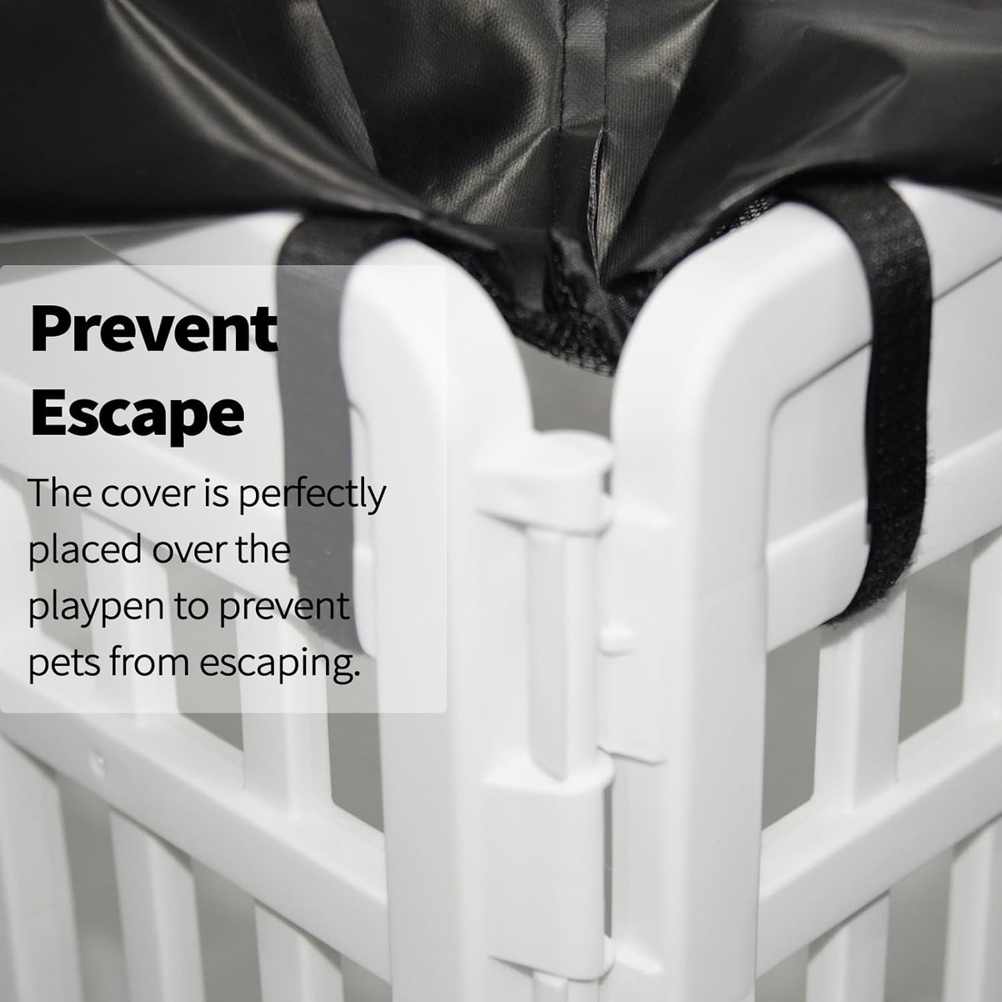 PJYuCien Dog Playpen Mesh Top Cover, Fits 36 Inch 4 Panels Regular Square Plastic Exercise Pet Pen, Adhesive Tape Connections, Black paw (Note: Cover Only, Fence Not Included)