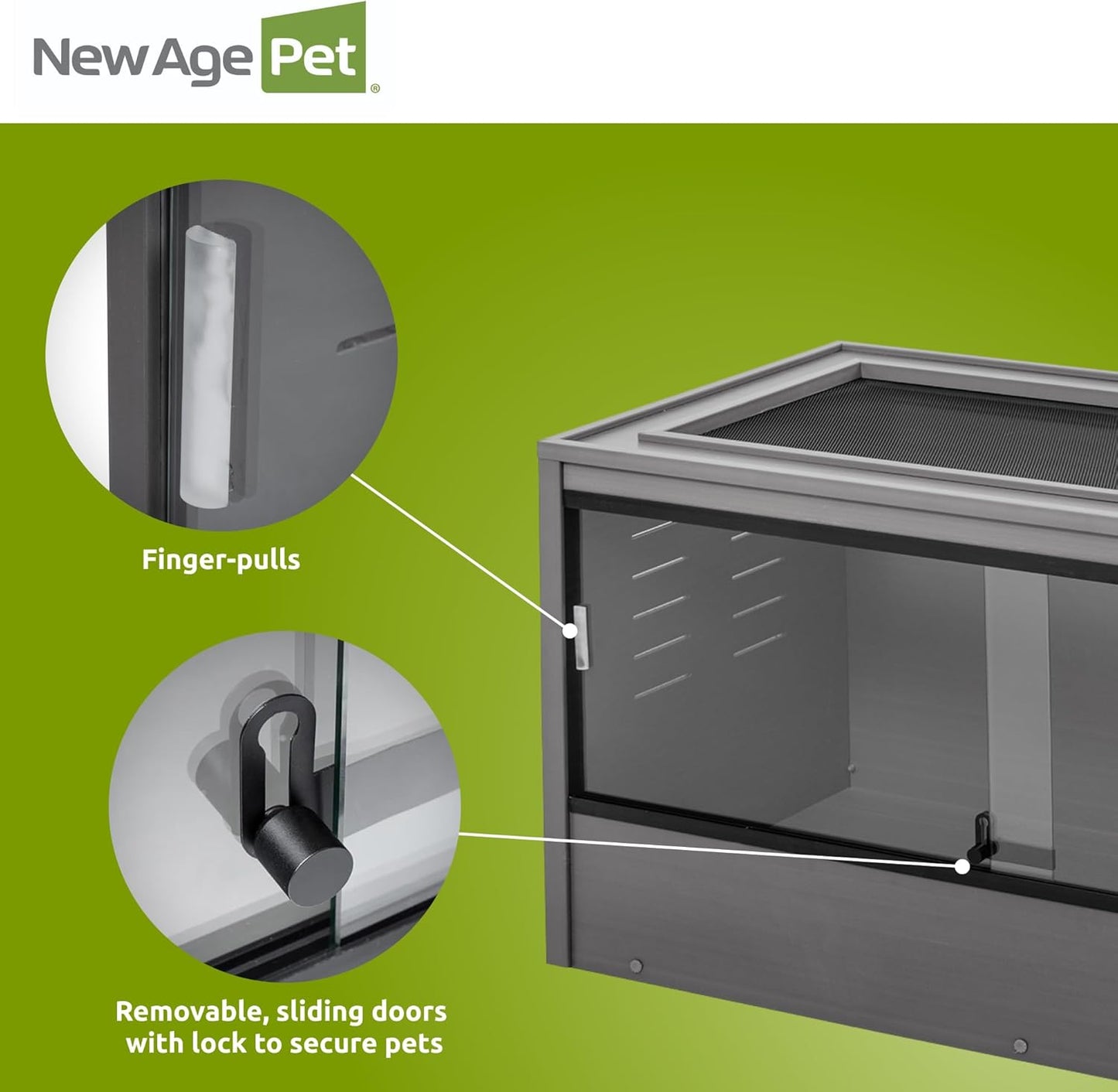 New Age Pet ECOFLEX 48" Wide Large Reptile Habitat, Mojave Lounge for Snakes, Tortoises & Lizards in Maple, Black & Grey, Easy Assembly, Sliding Glass Doors & Mesh Top