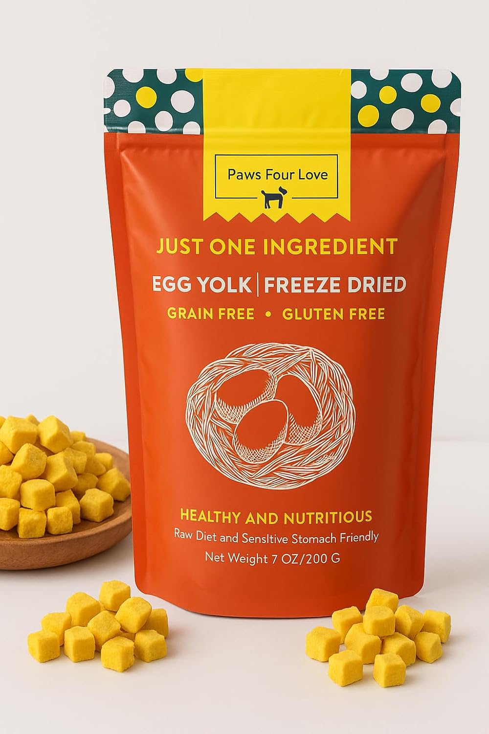 Organic Freeze-Dried Egg Treats for Dogs & Cats — 100% Single-Ingredient Egg — Grain-Free, Gluten-Free, High Protein Nutrition, Food Topper & Training Reward — Made in USA (Pack of 3)