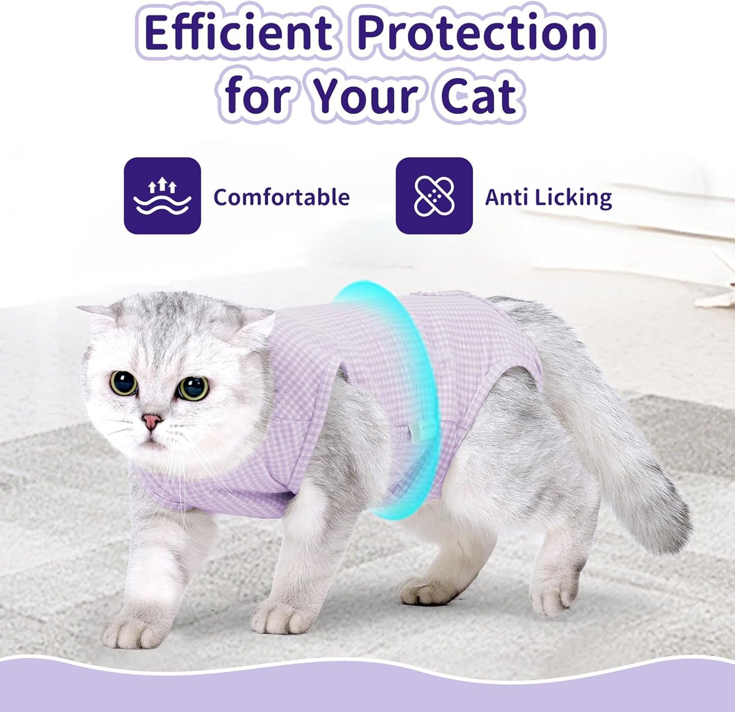 2 PCS Cat Recovery Suit for Female Cats & Kittens, Breathable Spay Surgery Onesie, Abdominal Wound Protection Anti-Licking Suit, E-Collar Alternative