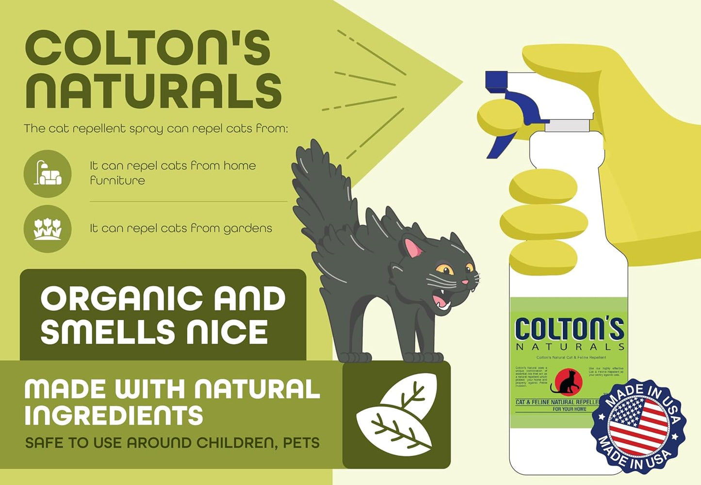 Cat Repellent Outdoor Spray Indoor (32 OZ) 100% Organic & Natural Yard Furniture Repellant