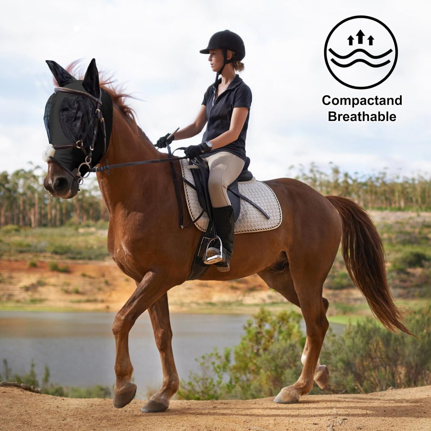 Fly Masks for Horses with Ears Set of 3, Comfort Fit Stretchy Fabric with UV Protection Soft on Skin Breathability for Average Size Horses (Red-Black-Pink, Large)