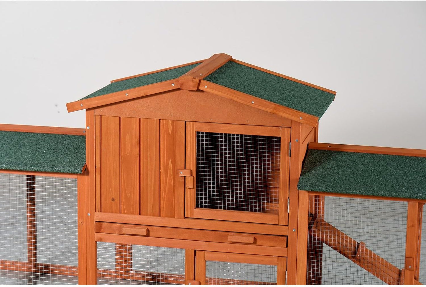 Large Wooden Rabbit Hutch Wood Green Fir Wood Construction Outdoor Lawn, Porch Weather-Resistant Design