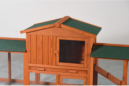 Large Wooden Rabbit Hutch Wood Green Fir Wood Construction Outdoor Lawn, Porch Weather-Resistant Design