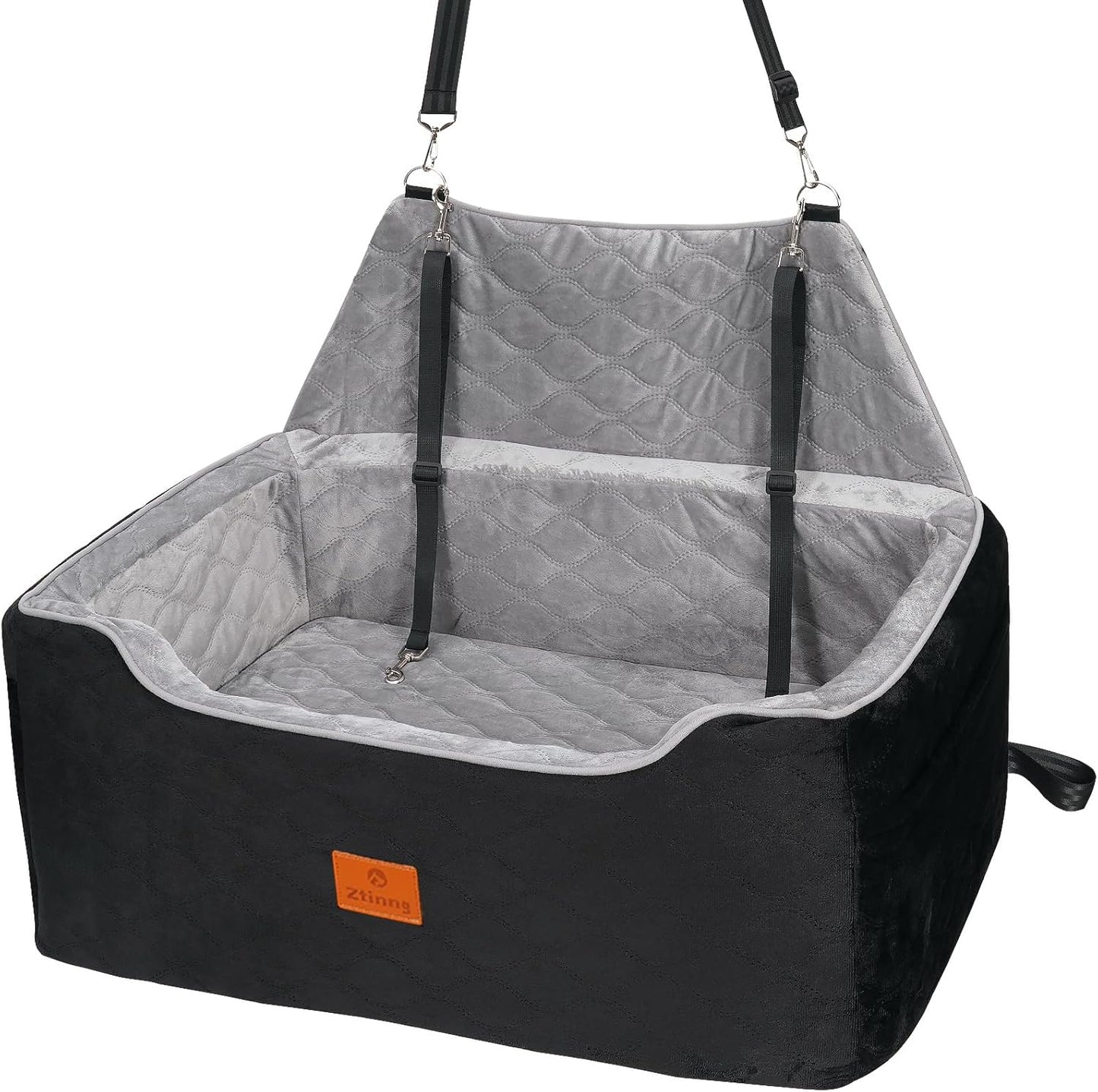 Elevated Dog Car Seat for Small/Medium Dog Booster Seat Up to 60Lbs or 2 Small Dogs Detachable & Washable with Safety Leashe Pet Sofa Bed with Thick Cushion for Travel with Storage Pocket