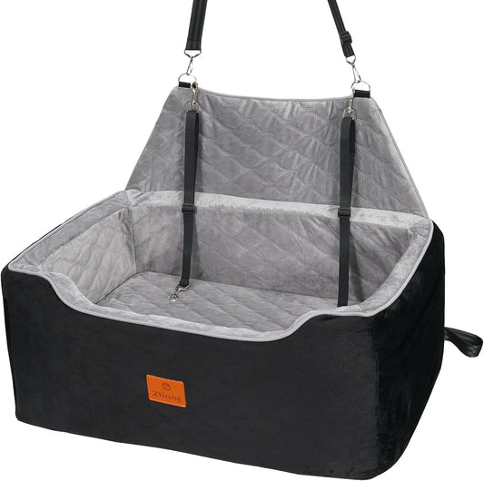 Elevated Dog Car Seat for Small/Medium Dog Booster Seat Up to 60Lbs or 2 Small Dogs Detachable & Washable with Safety Leashe Pet Sofa Bed with Thick Cushion for Travel with Storage Pocket