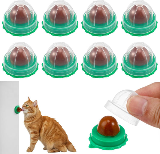DOITOOL 9 Pcs Cat Catnip Balls Cat Nip Balls Wall, Kitty Teeth Cleaning Lickable Treats Stick to Wall, Pet Kitten Licking Candy Chew Toys