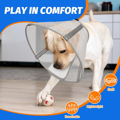 Dog Cone Collar to Stop Licking,Soft Mesh Recovery Collar After Surgery for Large Medium Small Dogs, Alternative to Elizabeth Cone of Shame (7,Grey)