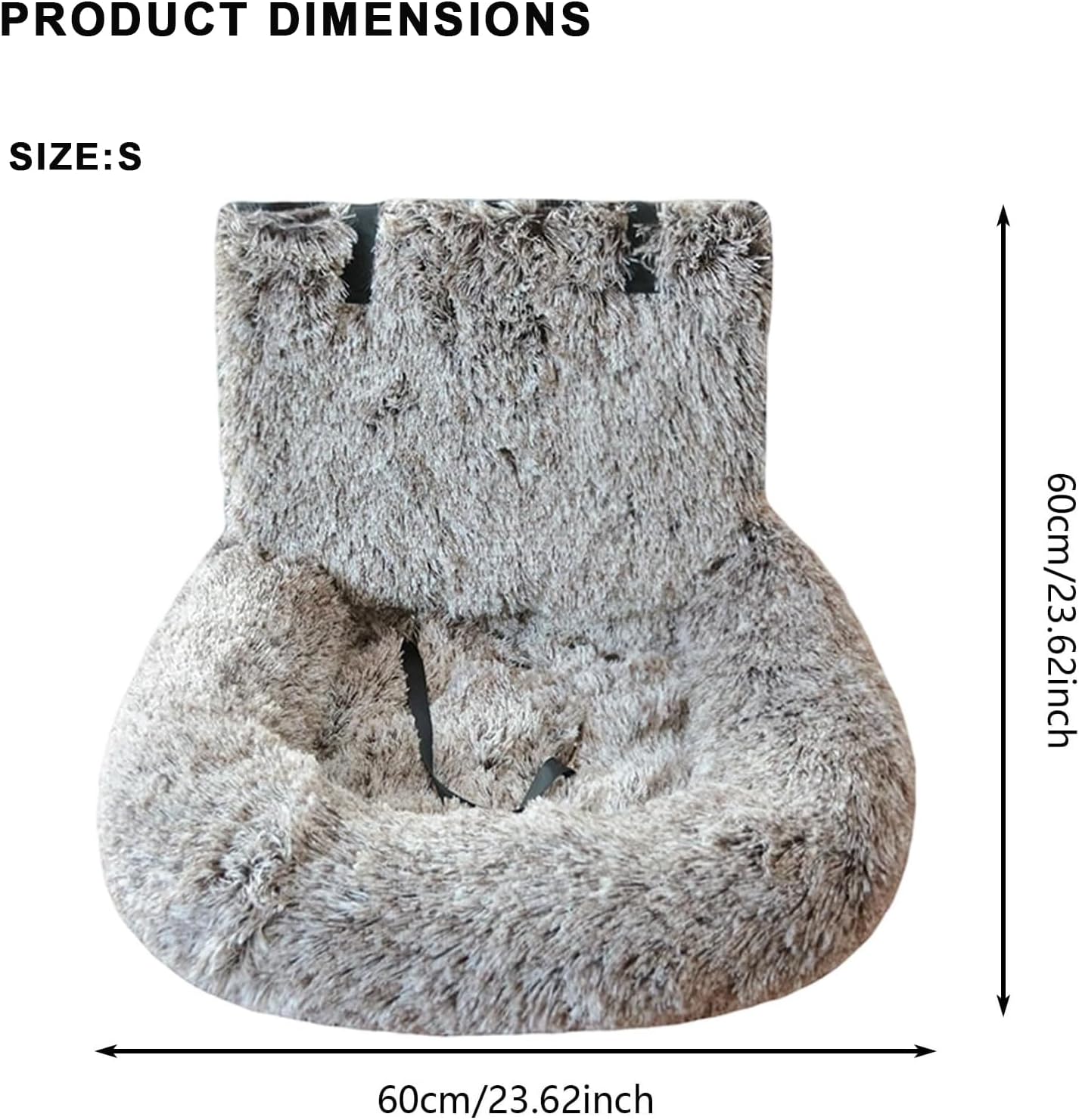 Dog Car Seat for Small Dogs, Dog Bed with Safety Straps, Fluffy Pet Travel Seat Removable Washable Cushion Protects Car from Dirt & Scratches, Small